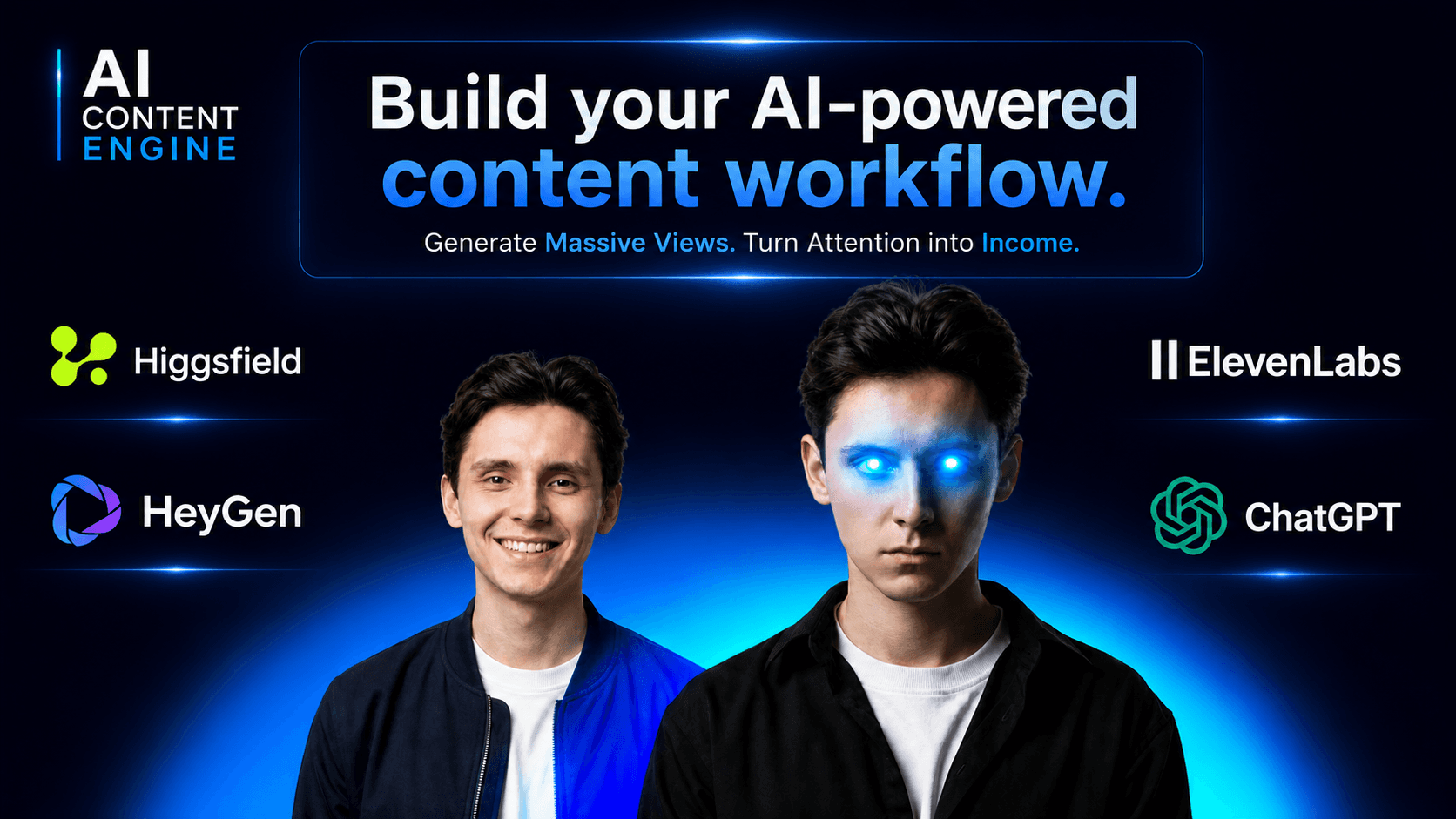 Build your AI-powered content workflow: create high-performing carousels, visuals, videos, and your own AI avatar. Generate Massive Views. Turn Attention into income.