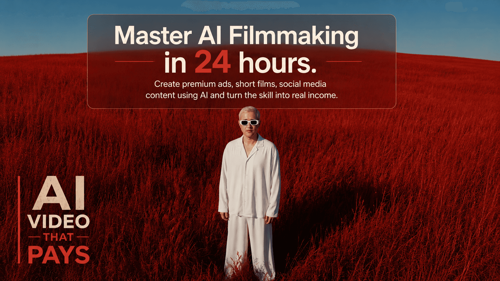 Master AI Filmmaking in 24 hours. Create premium ads, short films, social media content using AI and turn the skill into real income.